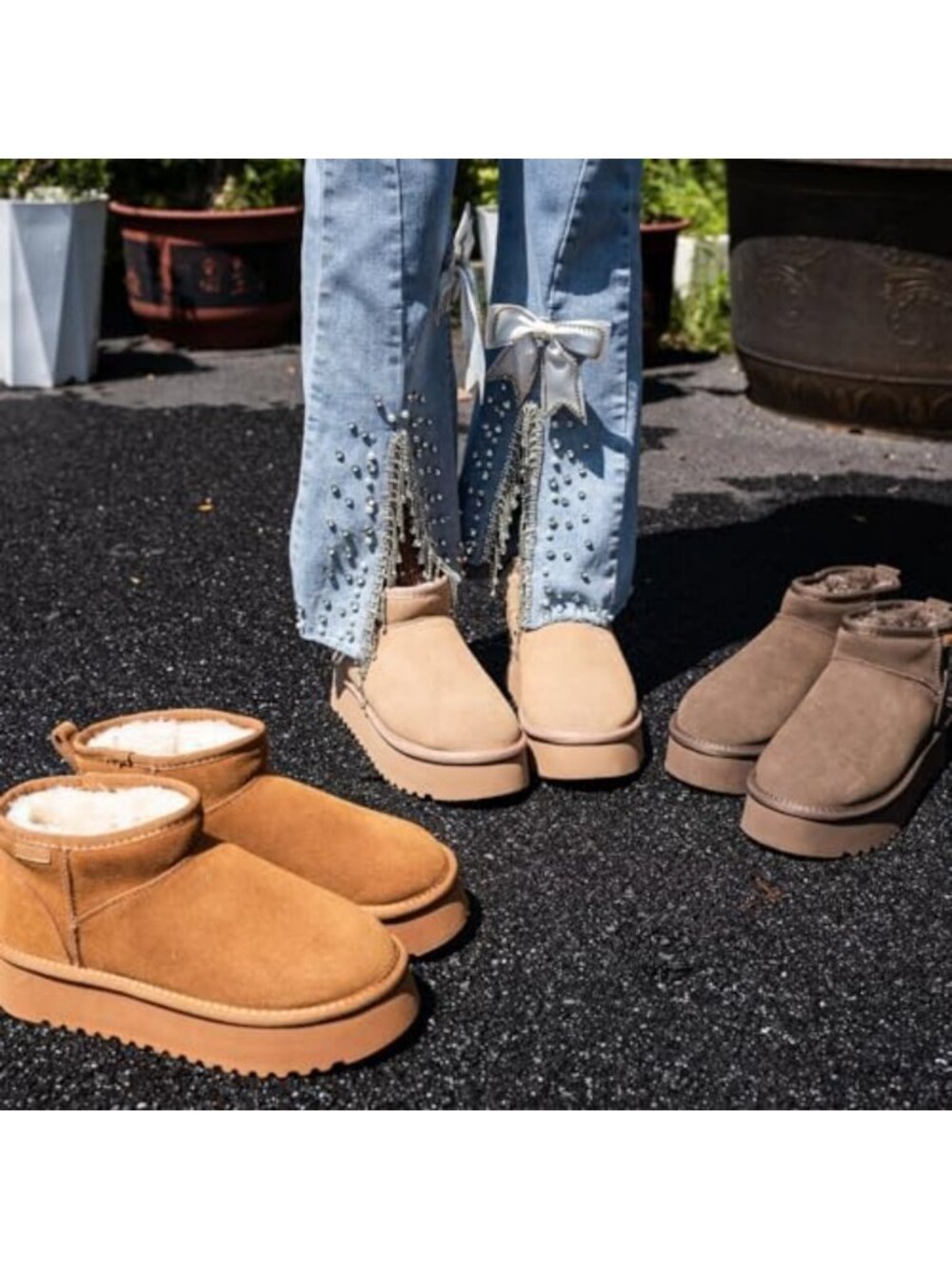 Cozy Mini Platform Ankle Boots for Women, Suede Winter Booties with Anti-Slip - Picture 6 of 6